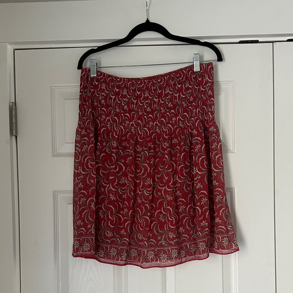 Max Studio Red Floral Smocked Mini Skirt